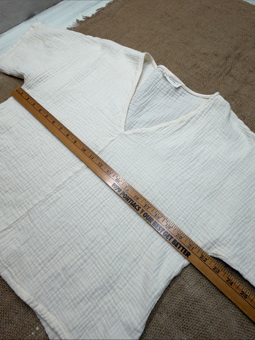 ✨ By Together Cream Woven Cotton Gauze V-Neck Top Sz S✨ - Picture 5 of 8